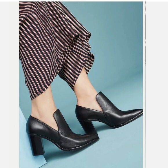 SCHUTZ Shoes - Schutz Fomo Booties Anthropologie Black Leather Block Heel Chunky Witchy Goth